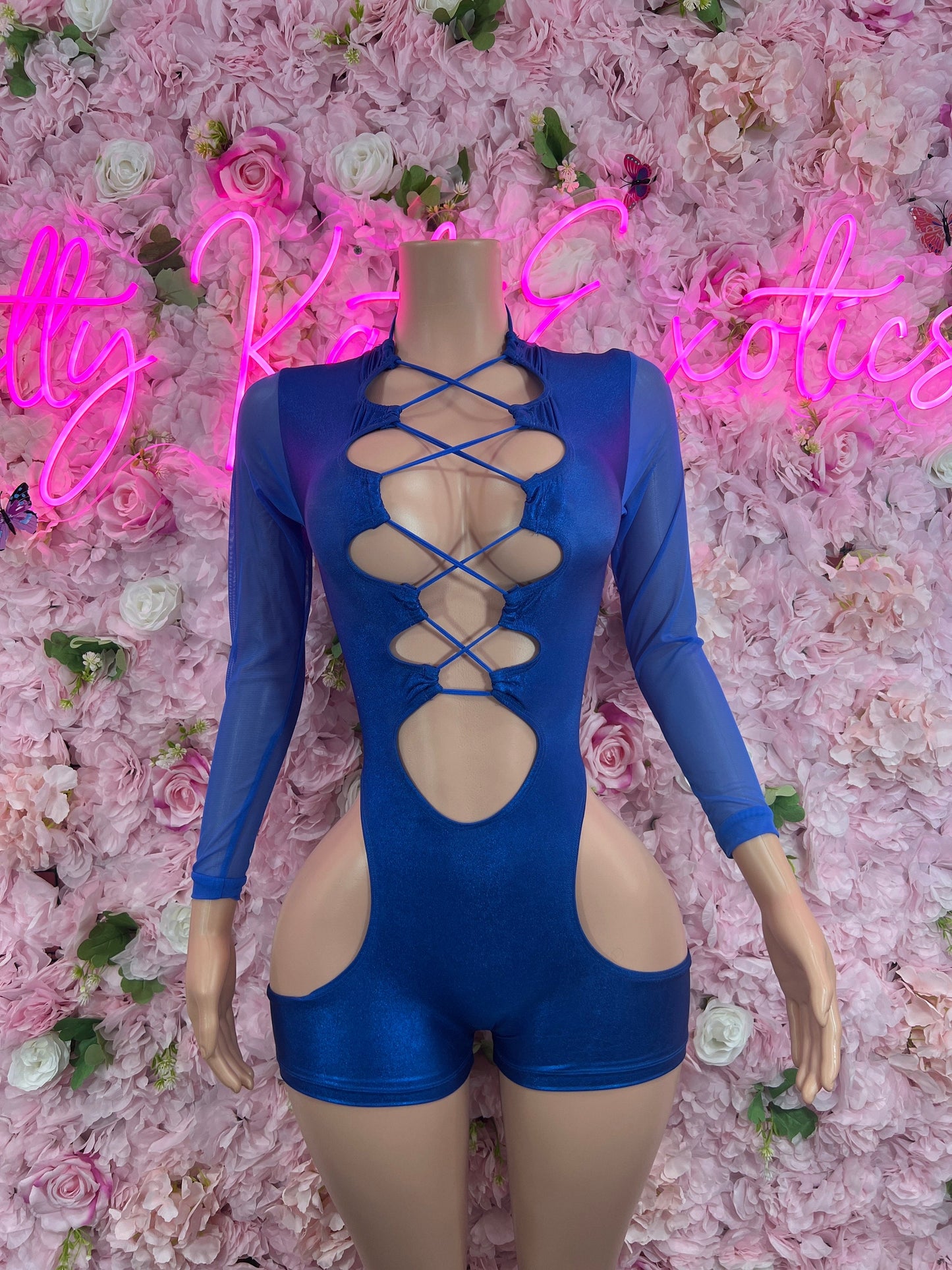 New Years Bottlegirl Blue Bodysuit Dancewear Bartender Outfit