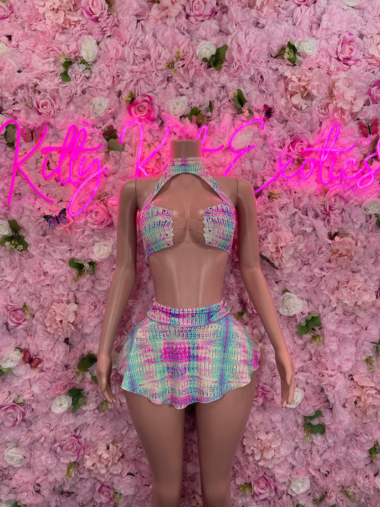 Women's Clothing Two Piece Skirt Set Multicolor Ravewear Dancewear