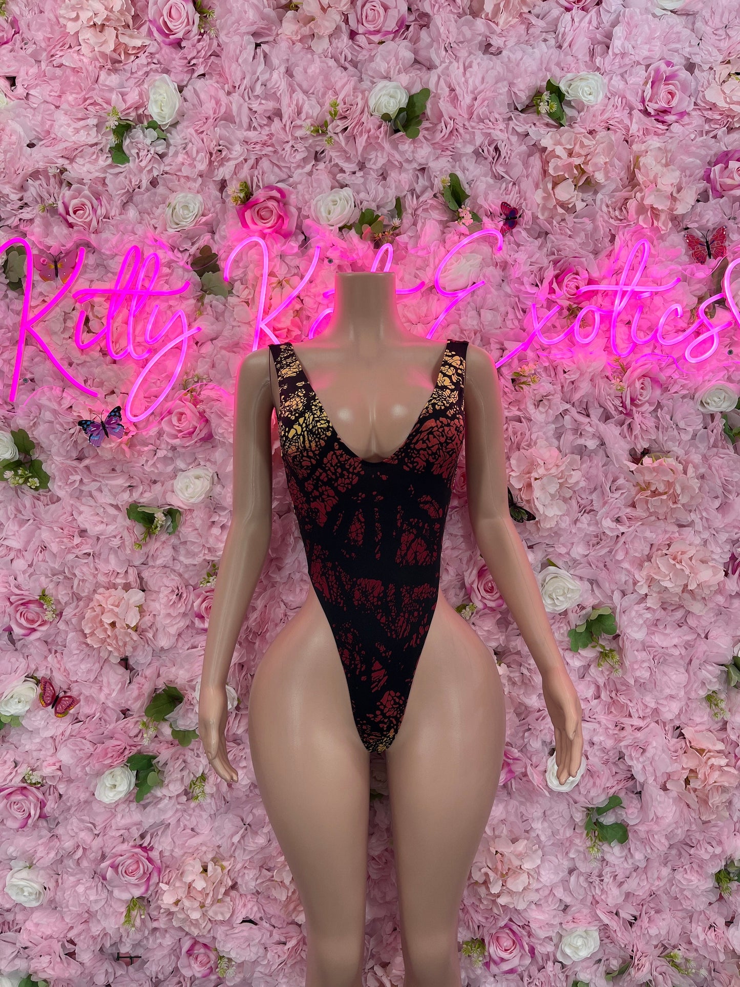 Exotic DancewearOne Piece Red/Yellow