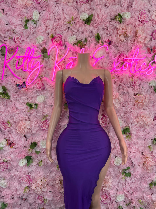 Bridal Purple Gown Exotic Dancewear   Elegant and Sexy Evening Dress for Performers, Events, or Special Occasions