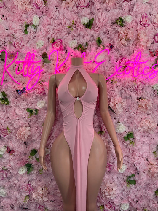 Bridal Pink Gown Exotic Dancewear   Elegant and Sexy Evening Dress for Performers, Events, or Special Occasions