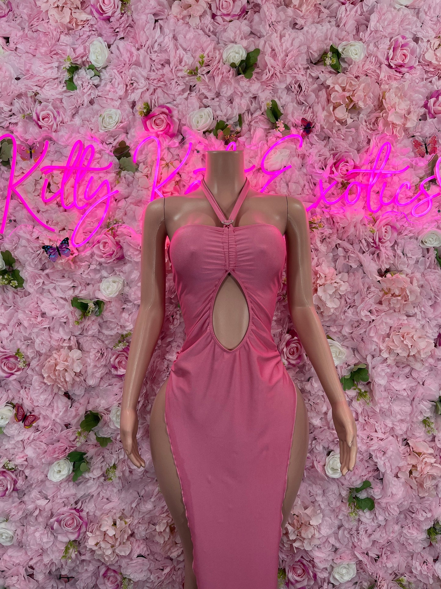 Bridal Pink Gown Exotic Dancewear   Elegant and Sexy Evening Dress for Performers, Events, or Special Occasions