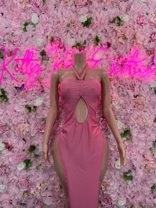 Bridal Pink Gown Exotic Dancewear   Elegant and Sexy Evening Dress for Performers, Events, or Special Occasions