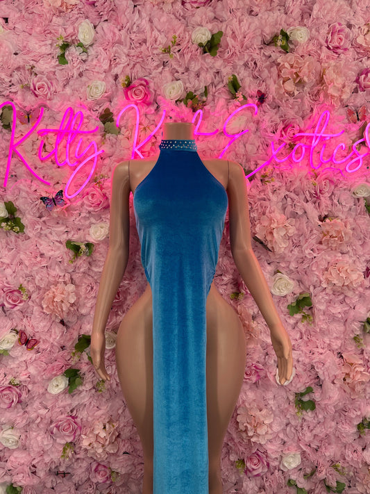 Bridal Sky Blue Gown Exotic Dancewear   Elegant and Sexy Evening Dress for Performers, Events, or Special Occasions