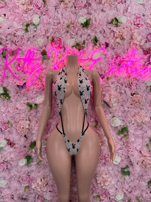 Exotic DancewearSlingshot Bodysuit Bunny Sexy Outfit for Parties, Clubwear, or Festivals | Trendy and Eye-Catching Fashion Exotic Dancewear