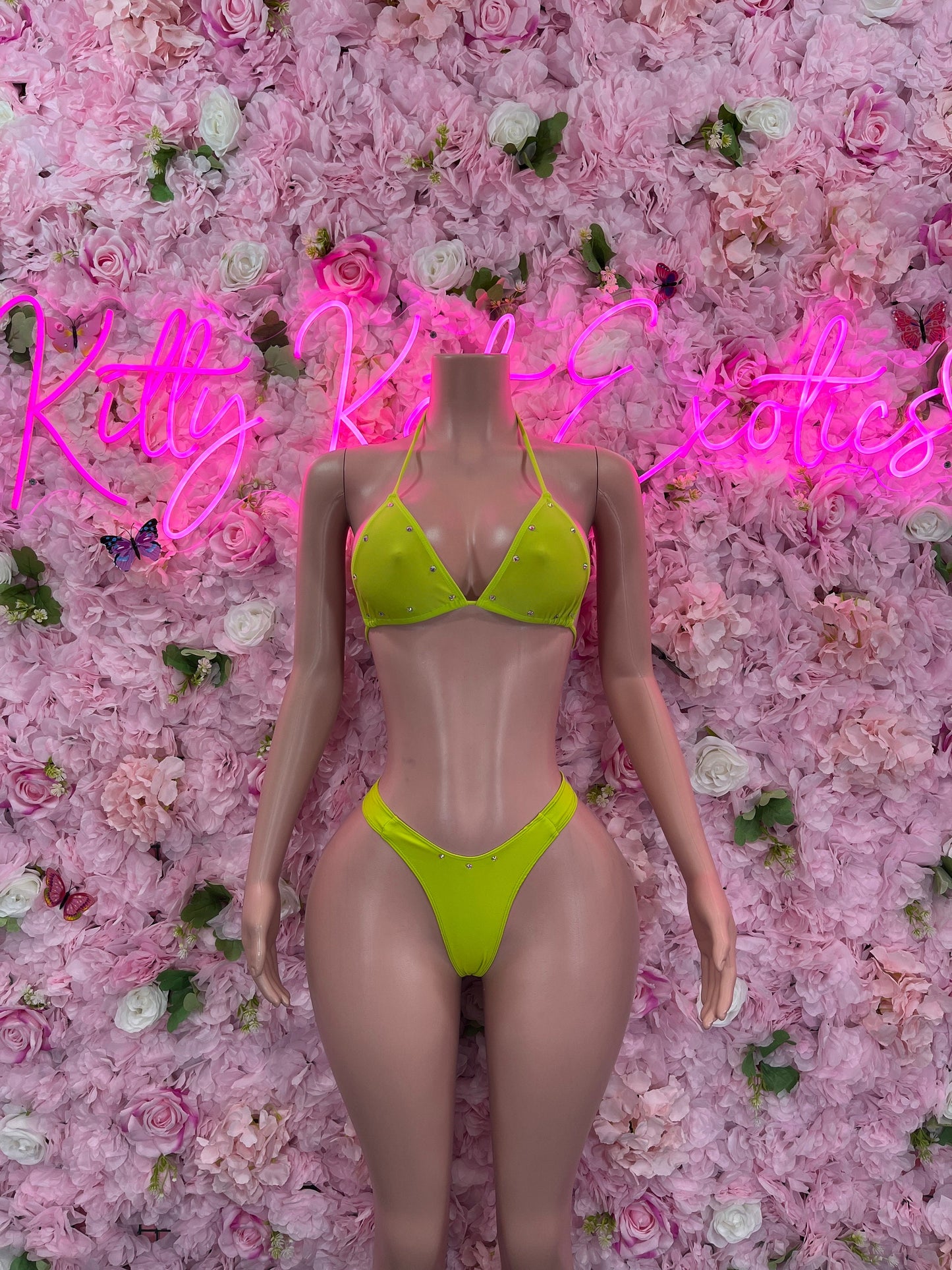 Two-Piece Green Bikini  Glamorous Swimsuit for Beach, Pool Parties, or Summer Festivals | Sparkly and Stylish Swimwear