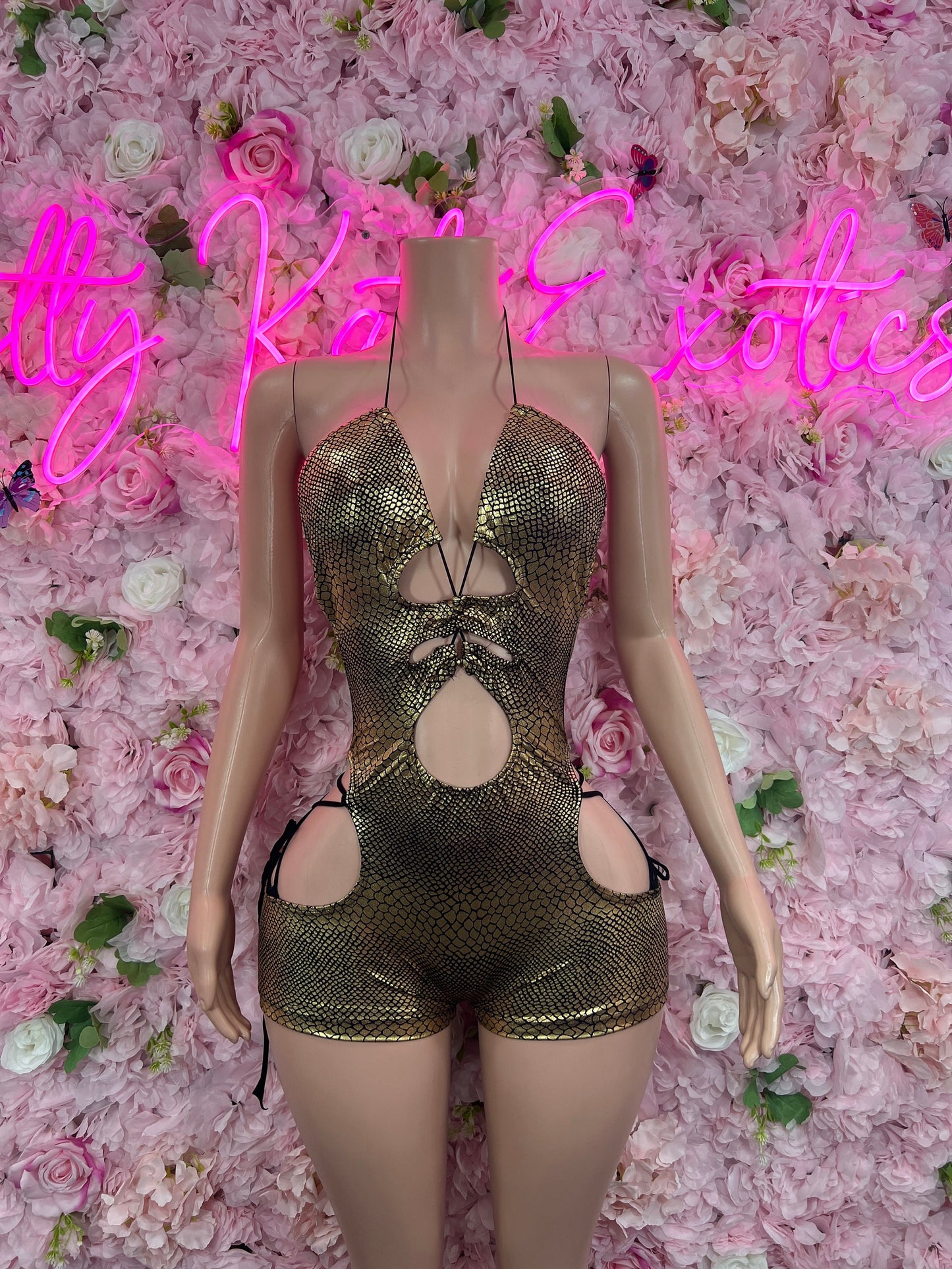 New Years Bottlegirl One Piece Gold Snake Print Dancewear Festival wear