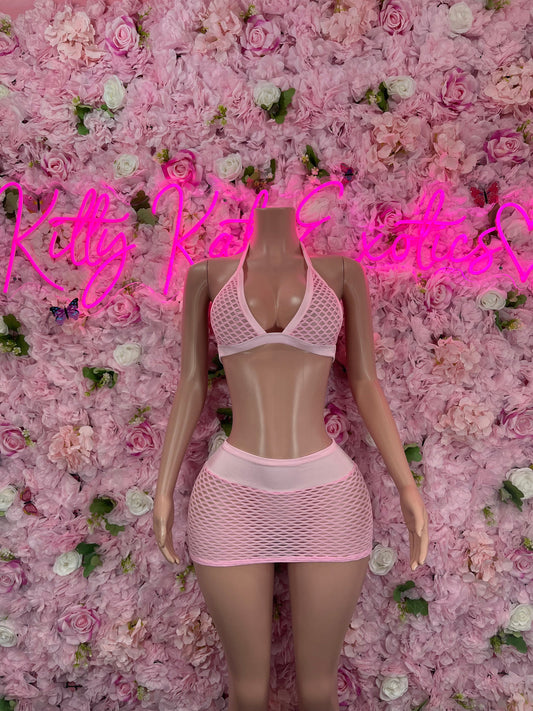 Two Piece Skirt Set Fishent Pink