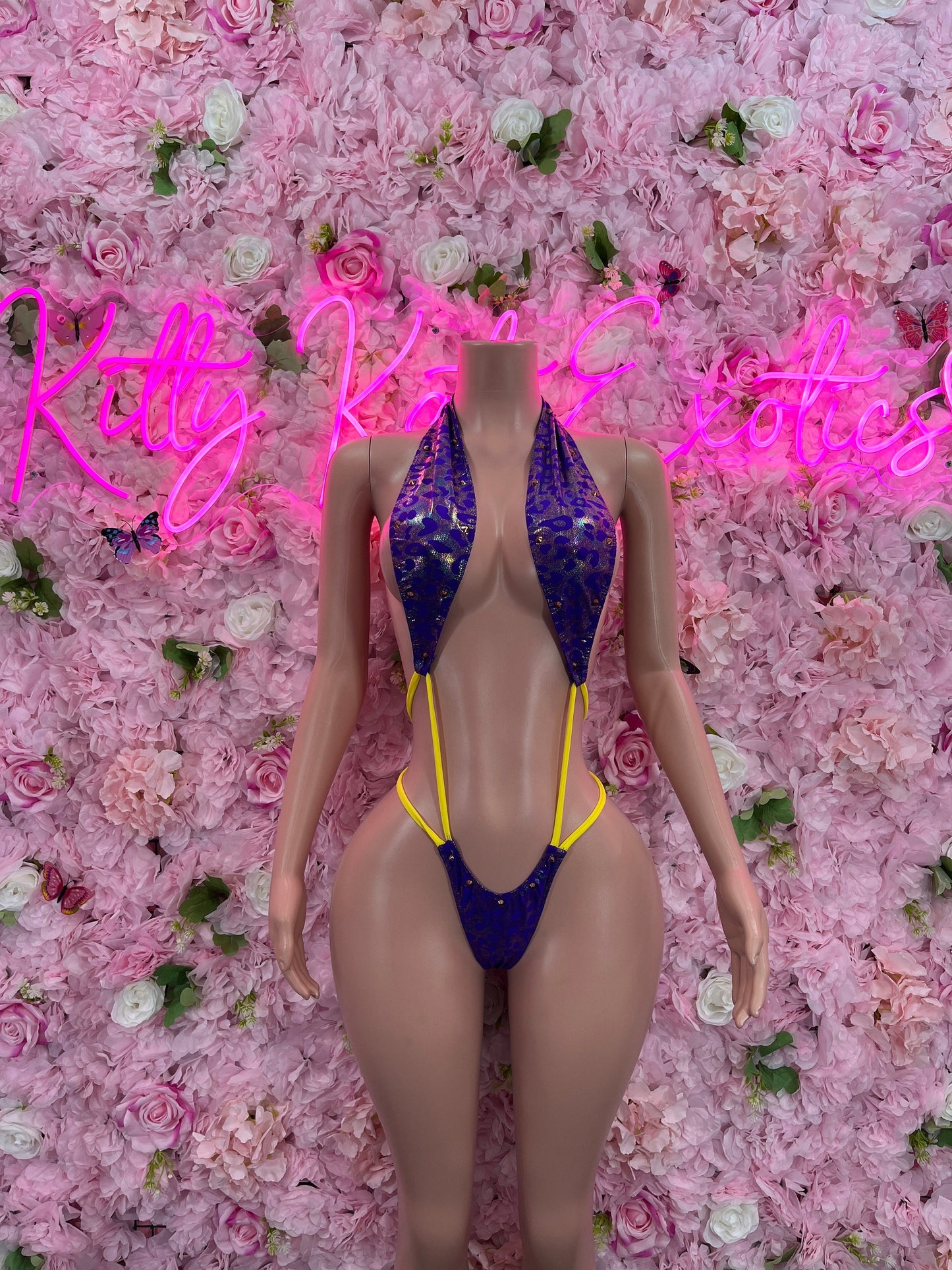Slingshot Bodysuit Yellow/Purple  Sexy Outfit for Parties, Clubwear, or Festivals | Trendy and Eye-Catching Fashion Exotic Dancewear