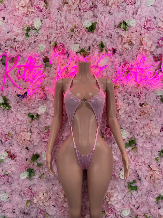 Exotic DancewearSlingshot Bodysuit Pink  Sexy Outfit for Parties, Clubwear, or Festivals | Trendy and Eye-Catching Fashion Exotic Dancewear