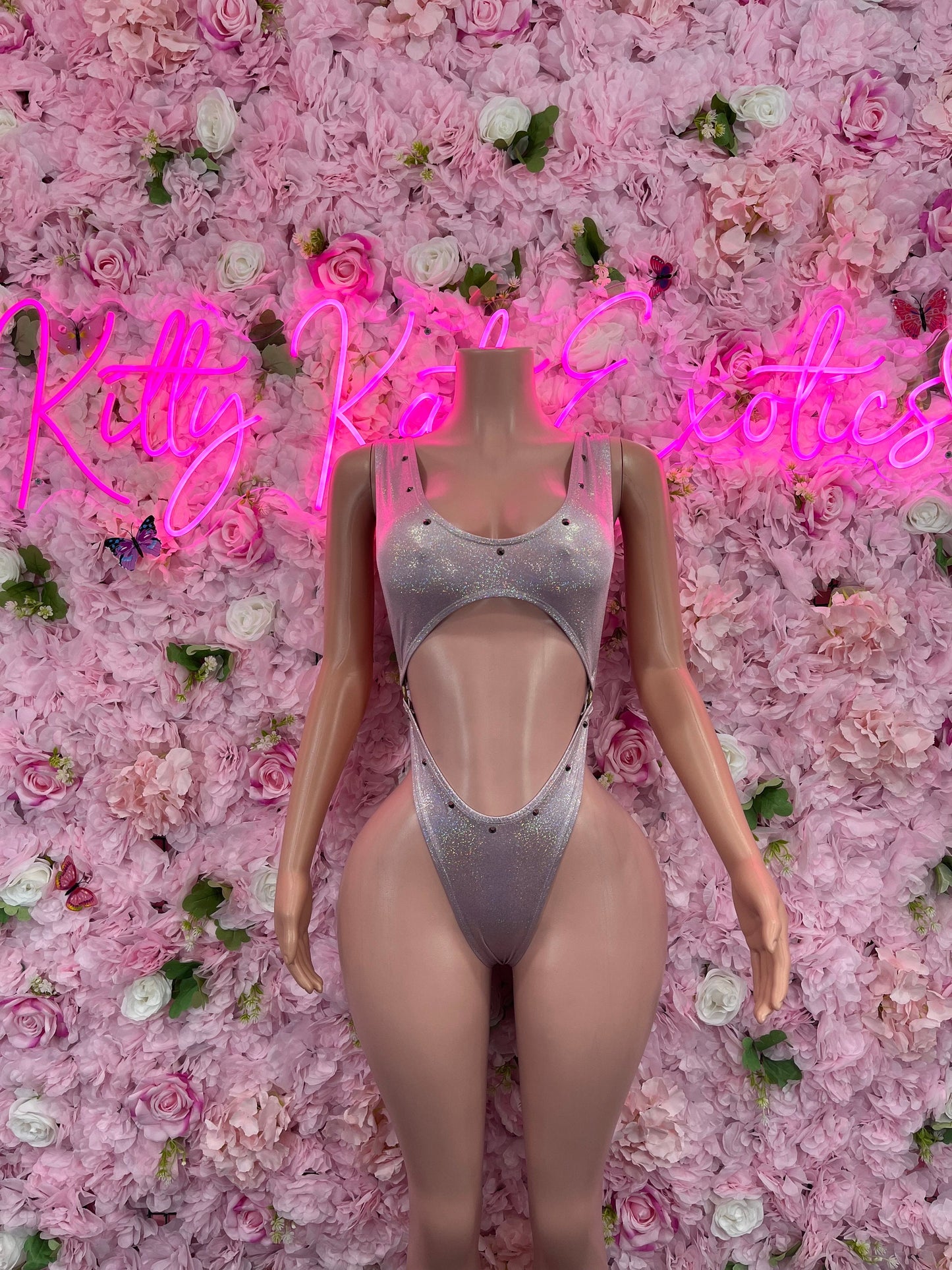 Exotic DancewearOne Piece Silver