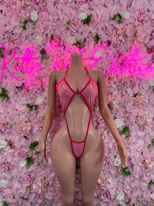Exotic DancewearSlingshot Bodysuit Pink  Sexy Outfit for Parties, Clubwear, or Festivals | Trendy and Eye-Catching Fashion Exotic Dancewear