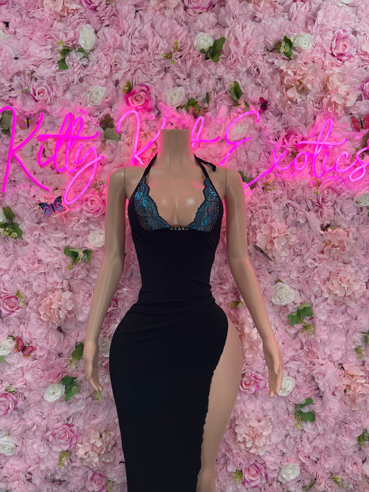 Bridal Black Gown Exotic Dancewear   Elegant and Sexy Evening Dress for Performers, Events, or Special Occasions