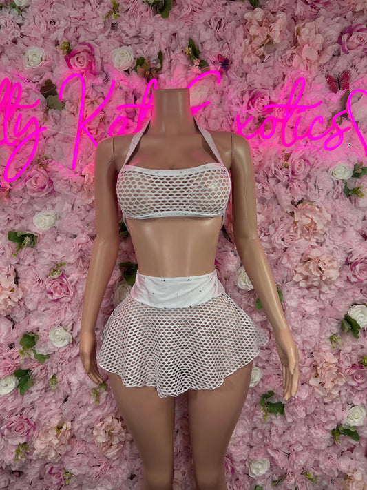 Two Piece Skirt Set White