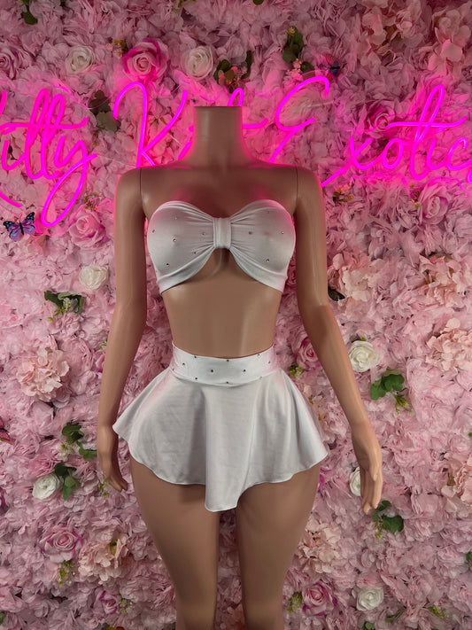 Two Piece Skirt Set White