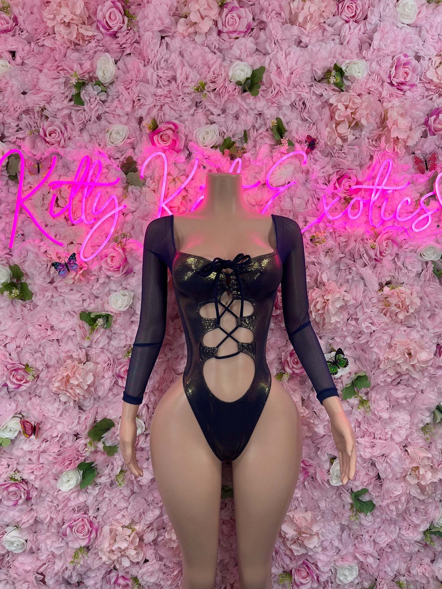 New Years Bottlegirl One Piece Blue/Gold Metallic Bodysuit Festival wear