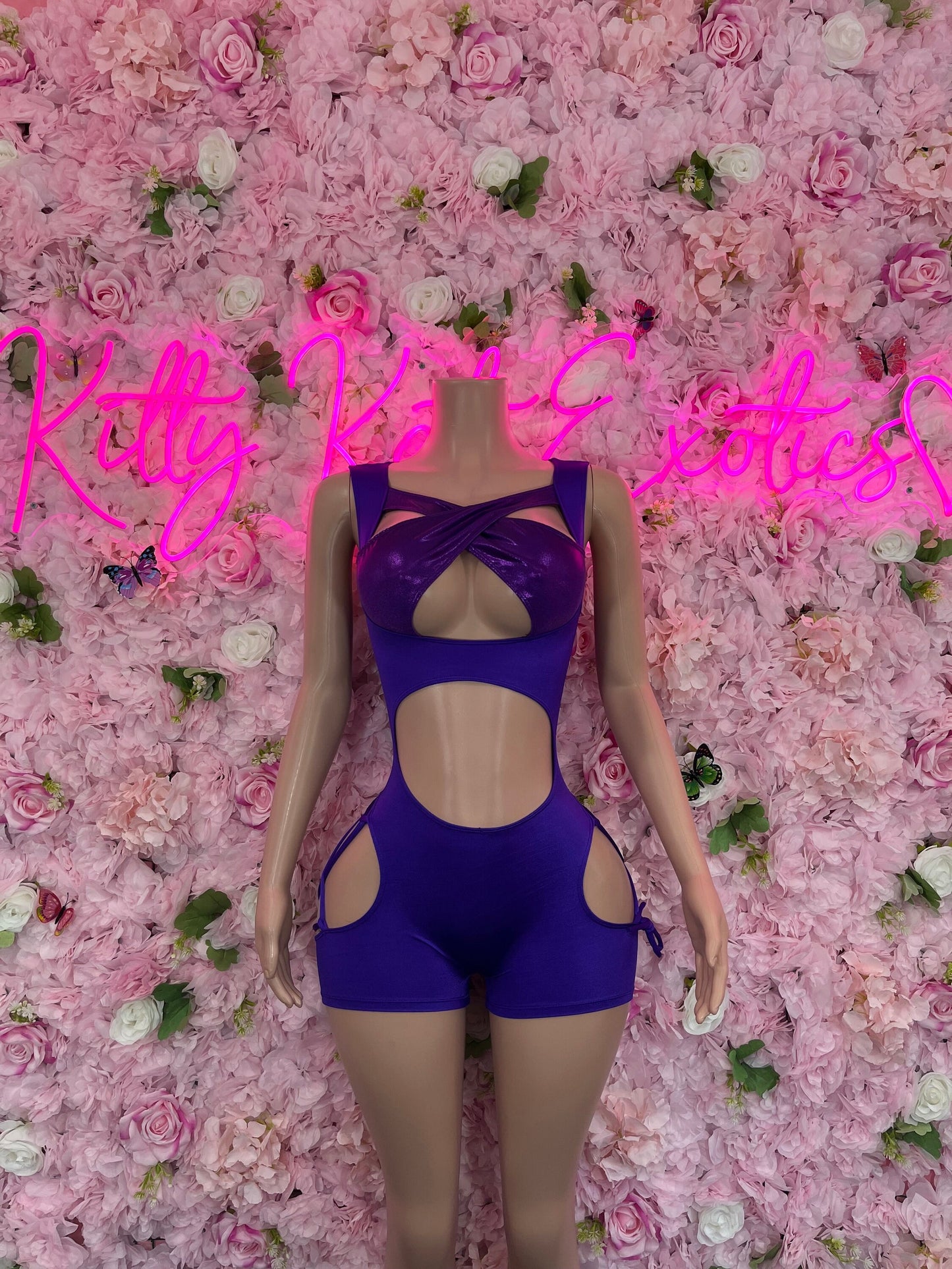 New Years Bottlegirl One Piece Purple Bodysuit Bartender OutfitStartender One Piece Purple