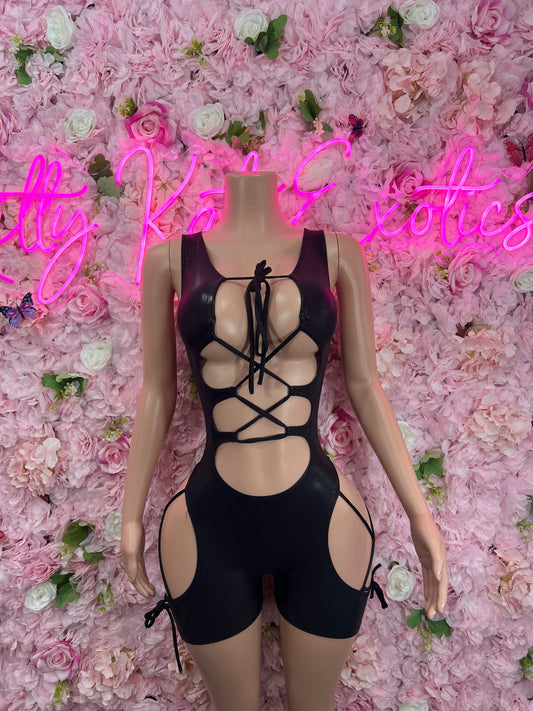 New Years Bottlegirl One Piece Black Bodysuit Ravewear Festival wearStartender One Piece Black