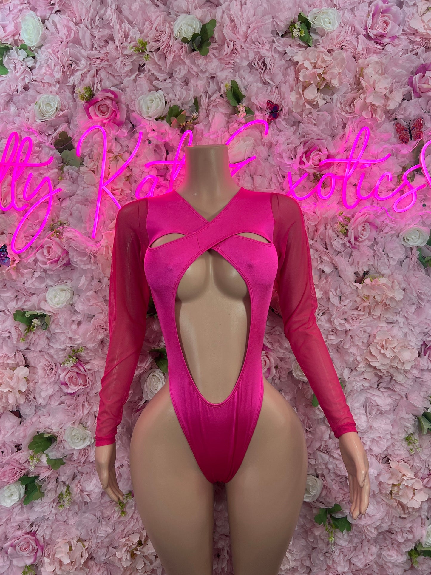 New Years Bottlegirl Pink Bodysuit  Sexy One-Piece Festival Wear, Clubwear, or Performance Outfit | Eye-Catching Party Style