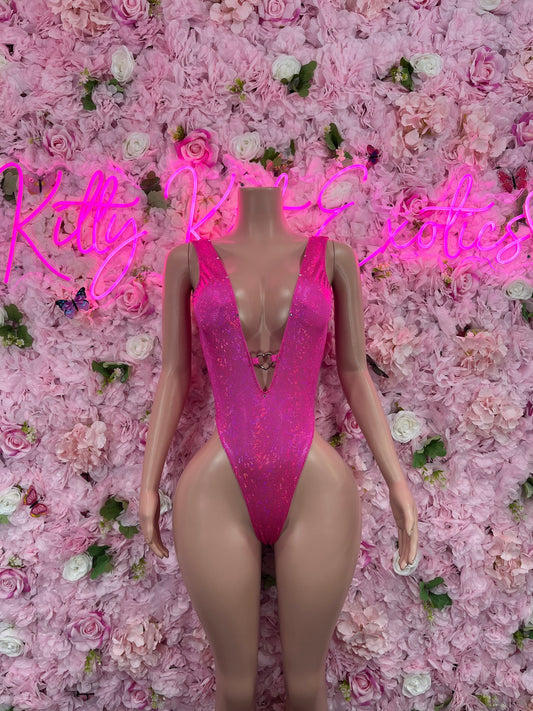 Exotic DancewearOne Piece Red Metallic