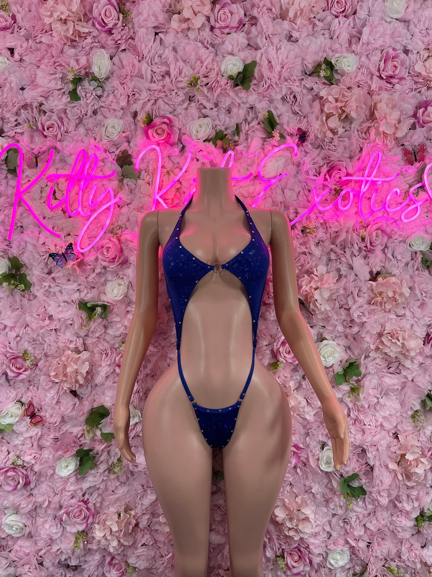 Exotic DancewearSlingshot Bodysuit Blue  Sexy Outfit for Parties, Clubwear, or Festivals | Trendy and Eye-Catching Fashion Exotic Dancewear