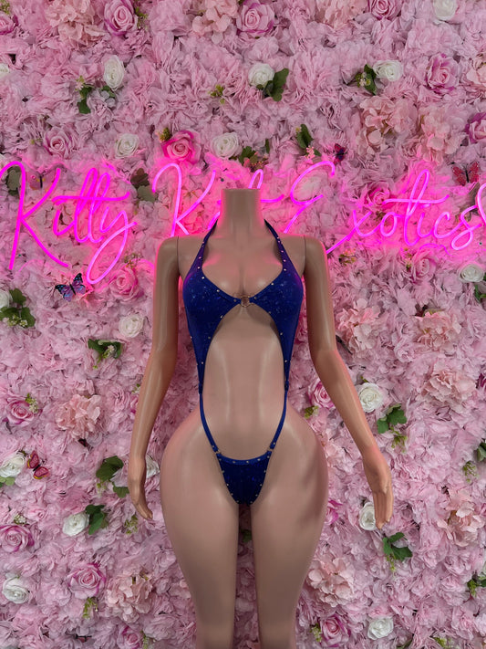 Exotic DancewearSlingshot Bodysuit Blue  Sexy Outfit for Parties, Clubwear, or Festivals | Trendy and Eye-Catching Fashion Exotic Dancewear