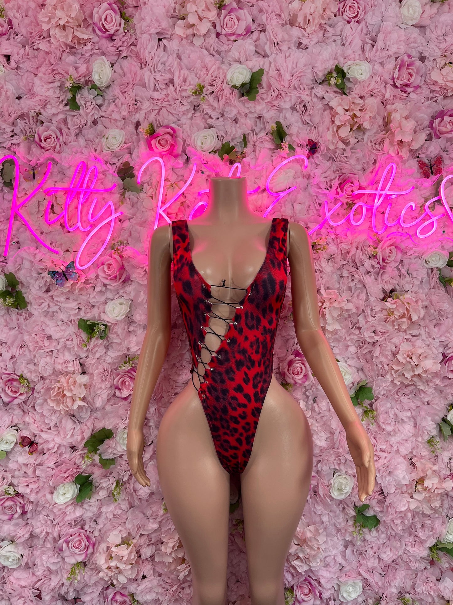 Exotic DancewearOne Piece Cheetah Red