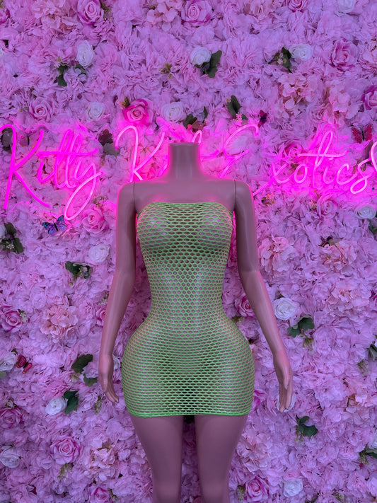 Green Fishnet Dress  Sexy Clubwear & Dancewear for Raves, Parties, or Festivals | Bold and Eye-Catching Outfit