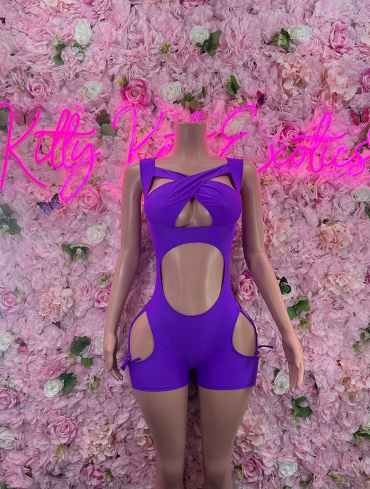 New Years Bottlegirl One Piece Purple Bodysuit Bartender OutfitStartender One Piece Purple