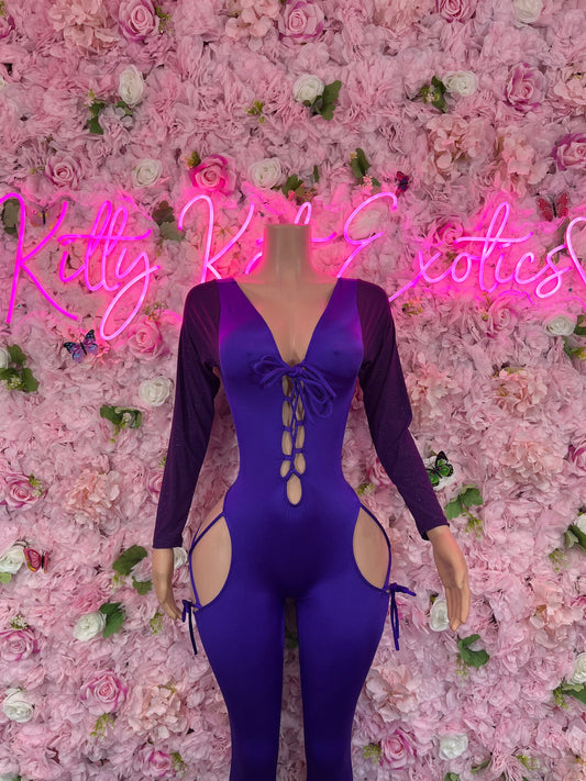 New Years Bottlegirl One Piece Purple Bodysuit Bartender OutfitStartender One Piece Purple