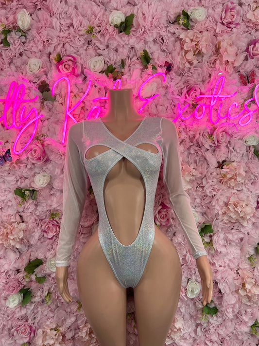 New Years Bottlegirl One Piece Silver Bodysuit Ravewear Festival wear