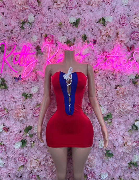 Exotic DancewearOne Piece Red White Blue