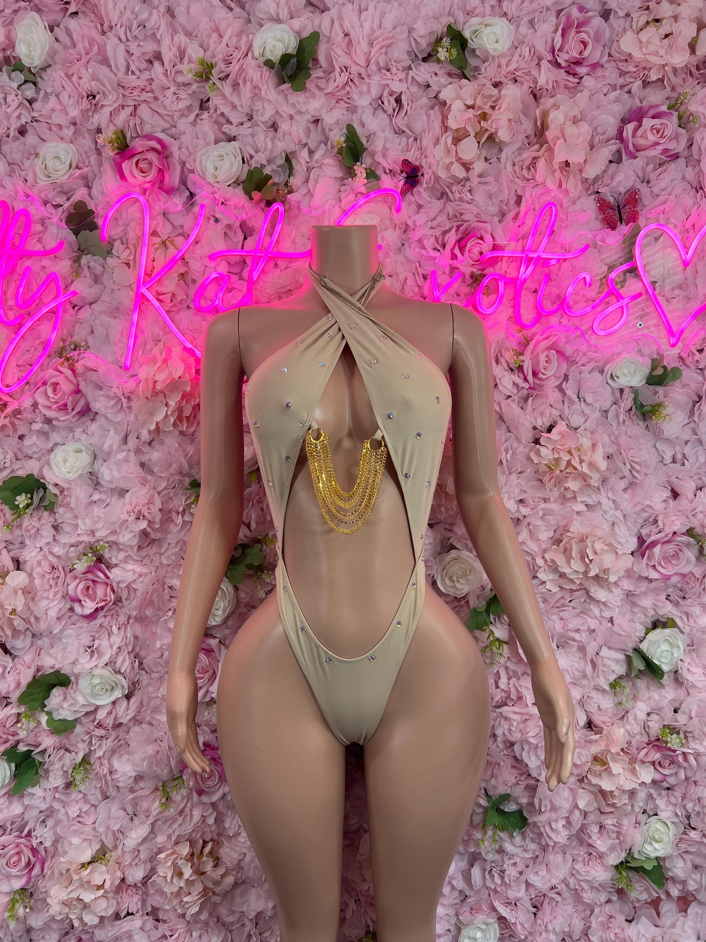 Exotic DancewearOne Piece Brown Chain Link