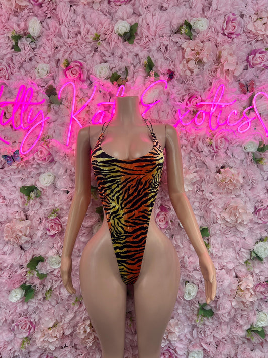 Bottlegirl One Piece Tiger Animal Print Bodysuit
