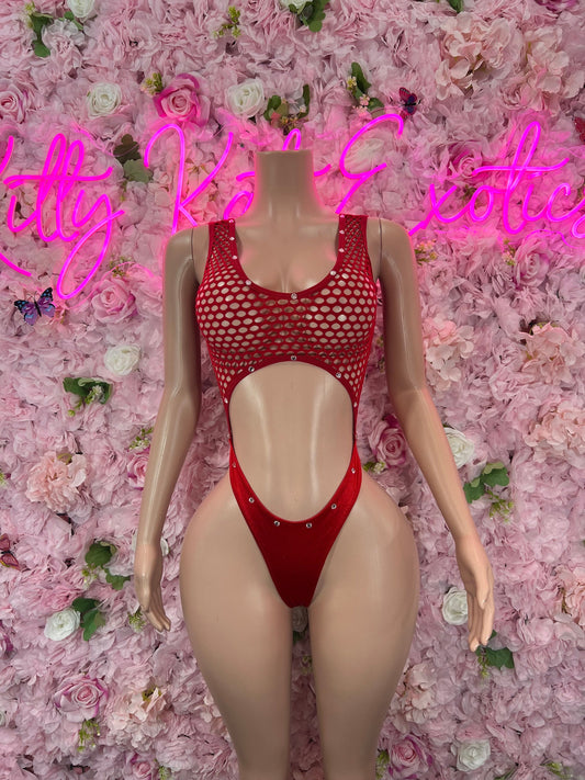 Exotic DancewearOne Piece Red Fishent