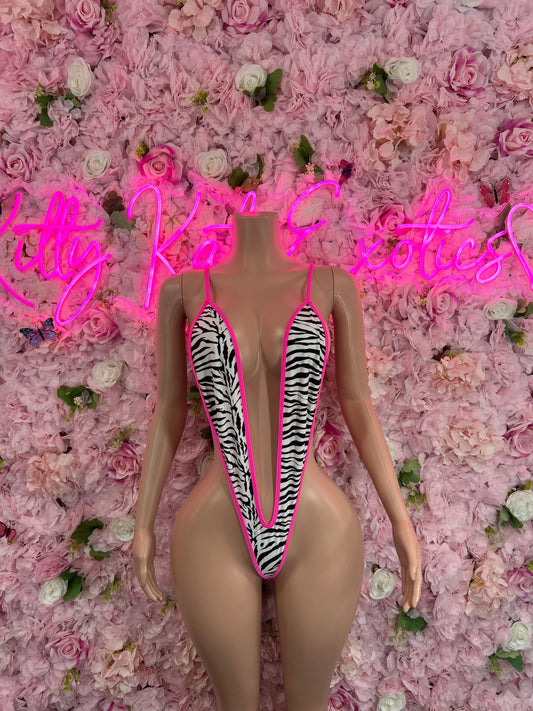 Exotic DancewearOne Piece Zebra Pink