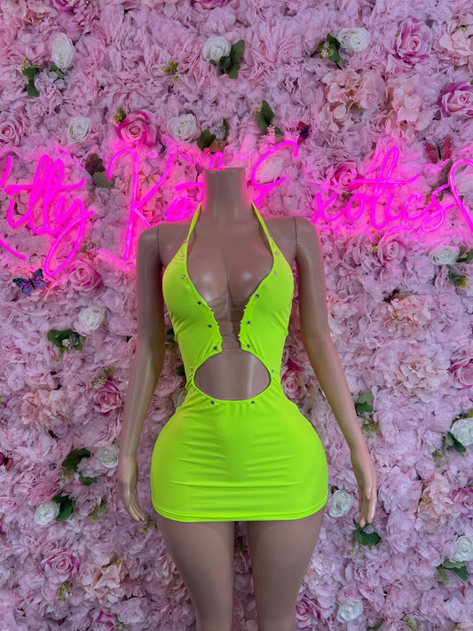 Exotic DancewearOne Piece Rhinestone Neon