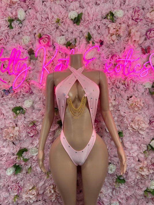 Exotic DancewearOne Piece Pink Chain Link