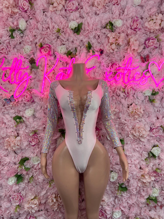 Exotic DancewearOne Piece Pink Metallic