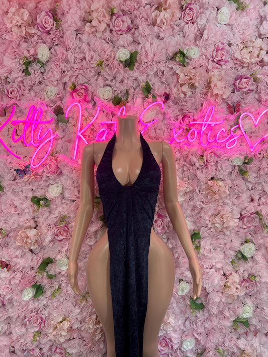 Bridal Black Gown Exotic Dancewear   Elegant and Sexy Evening Dress for Performers, Events, or Special Occasions