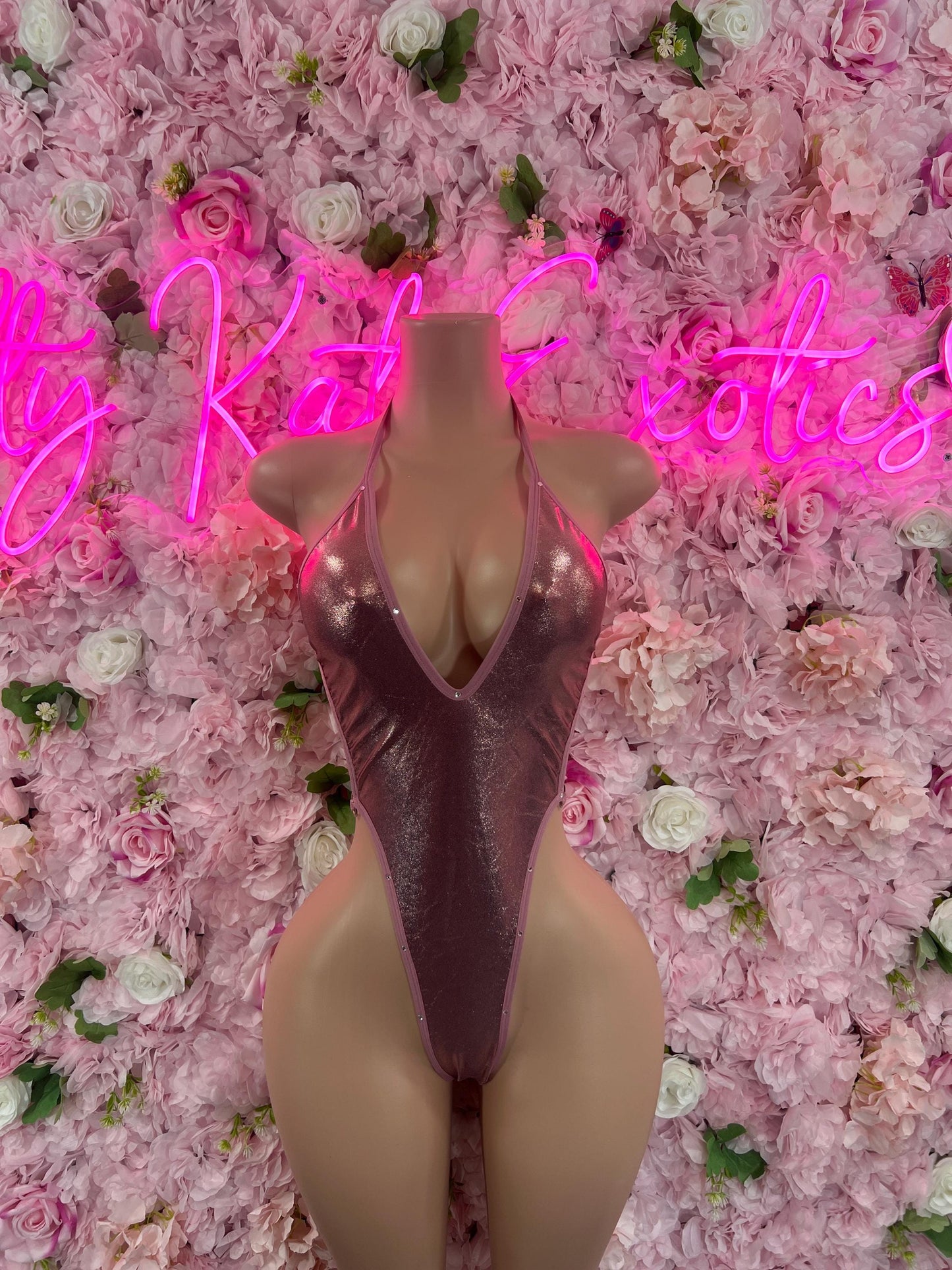 Exotic DancewearOne Piece Pink Metallic