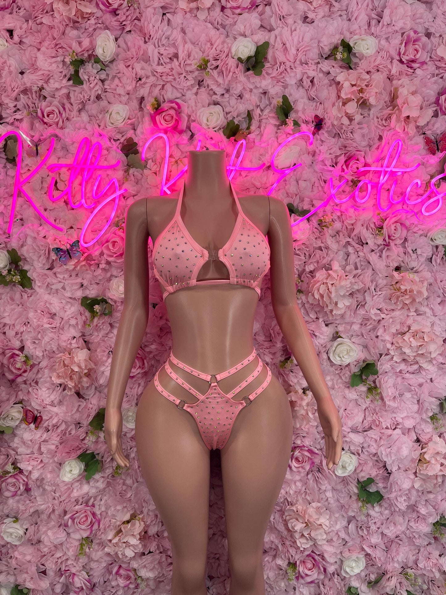 Two Piece Pink Rhinestone