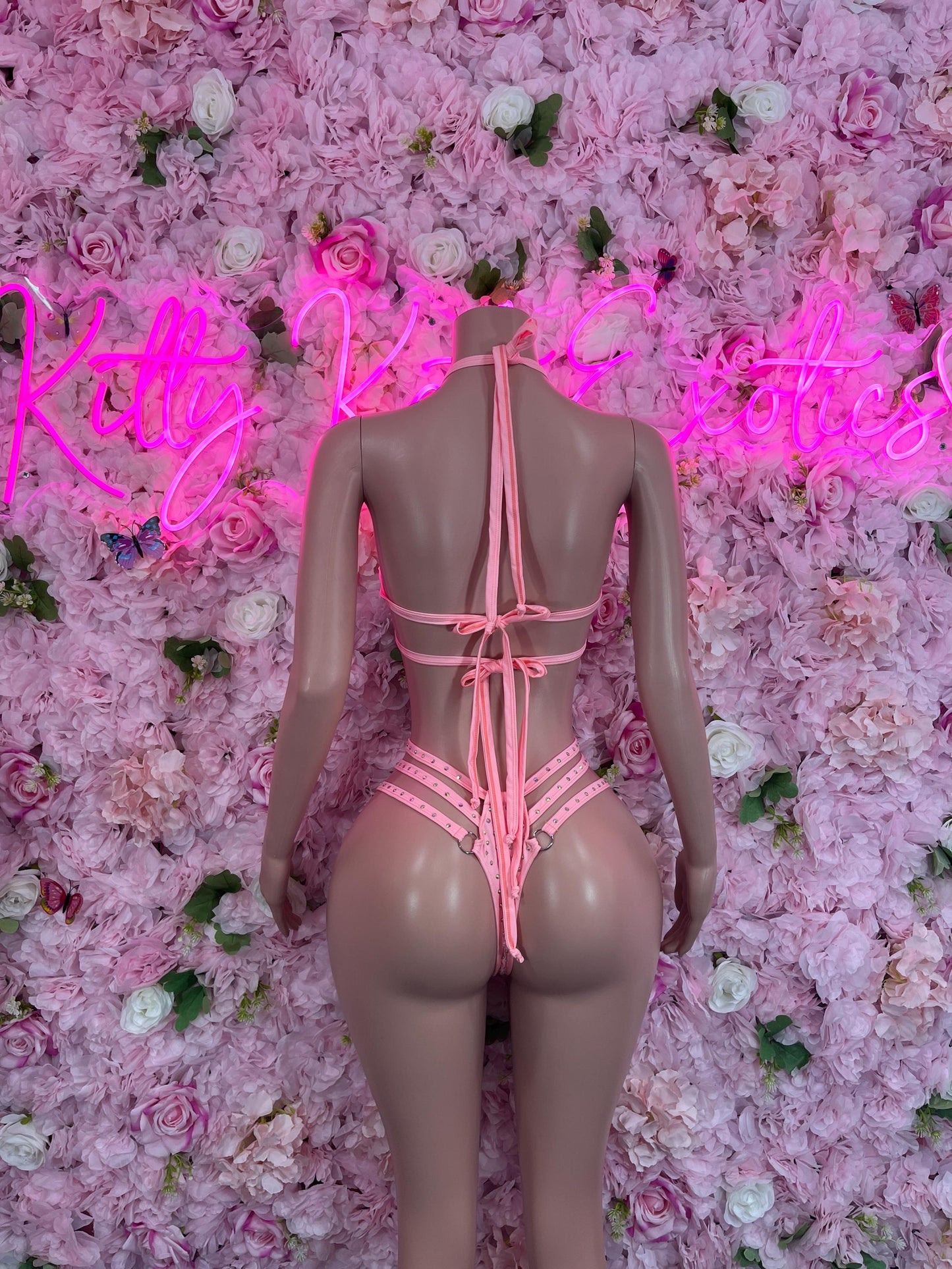 Two Piece Pink Rhinestone