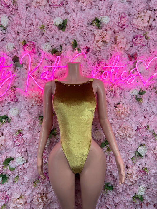 One-Piece Gold Bodysuit  Stunning Metallic Outfit for Parties, Night Out, or Special Occasions | Sexy and Eye-Catching Fashion