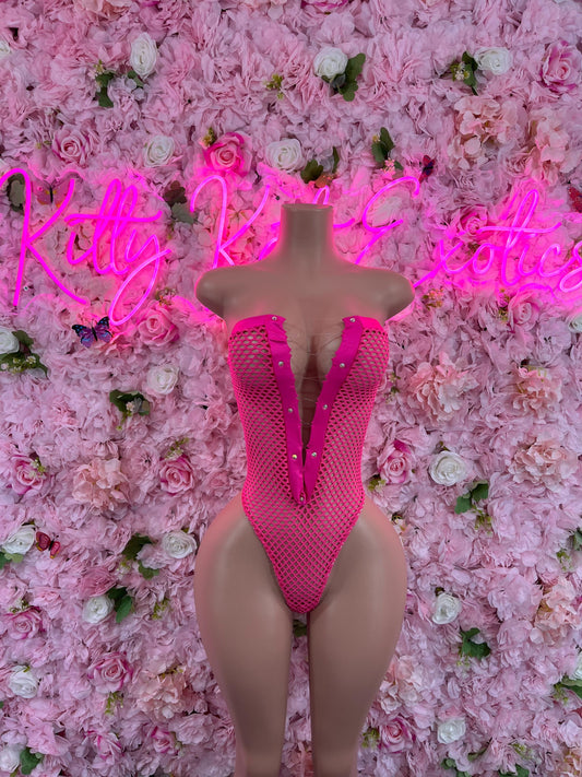 One Piece Fishnet Pink