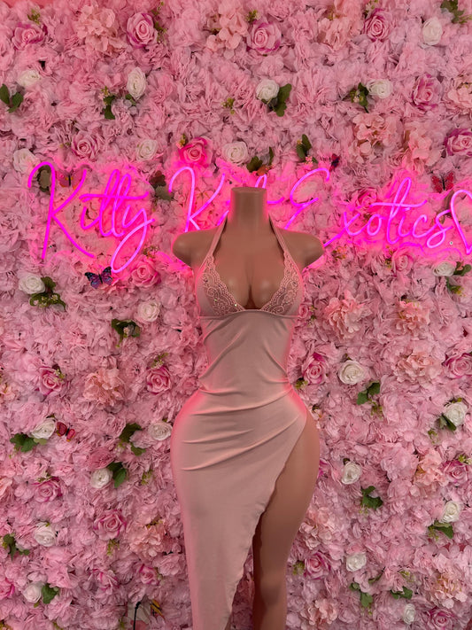 Bridal Pink Gown Exotic Dancewear   Elegant and Sexy Evening Dress for Performers, Events, or Special Occasions