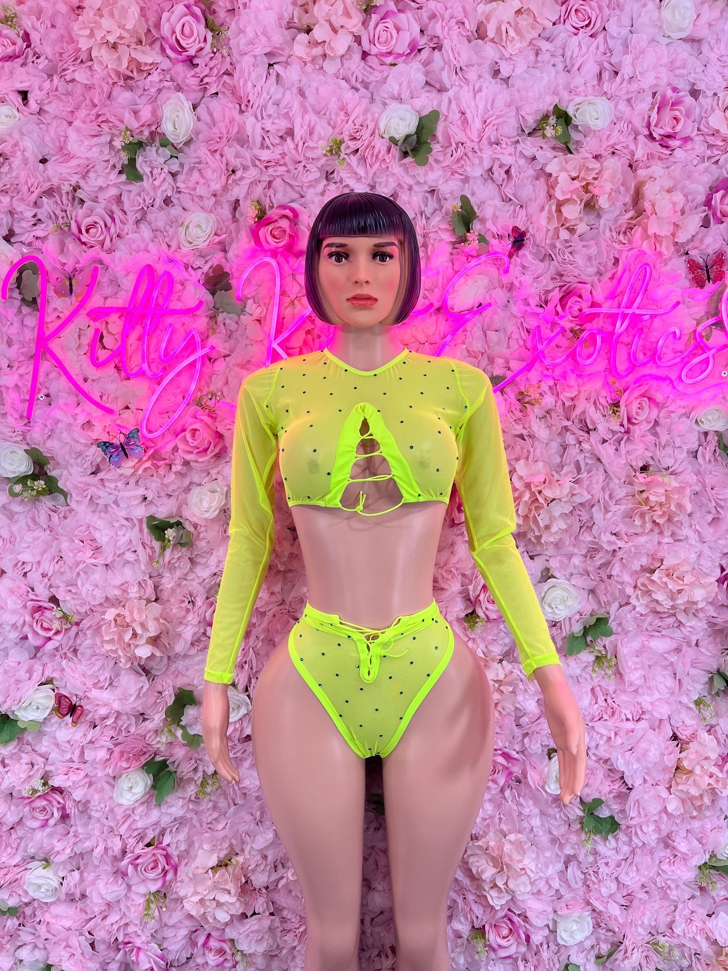 Two Piece Mesh Yellow LS