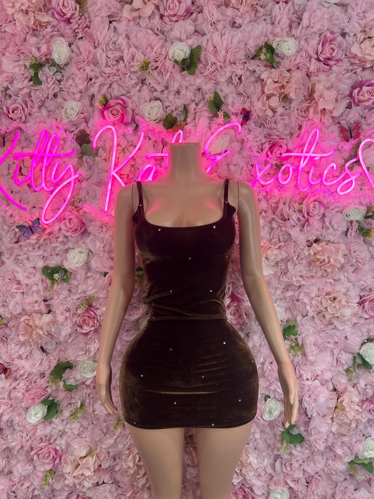 Brown Velvet Dress  Soft and Elegant Party, Evening, or Casual Wear | Luxurious Women's Fashion Womens Clothing