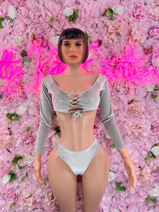 Two Piece Silver Velvet