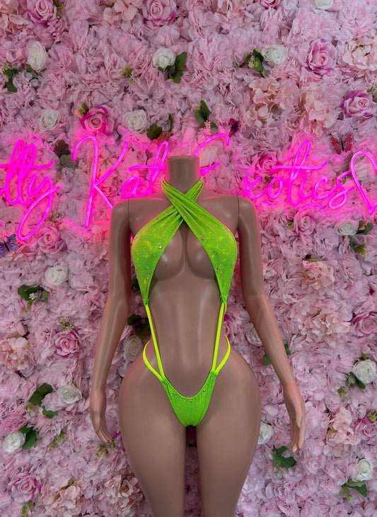 Slingshot Bodysuit Green  Sexy Outfit for Parties, Clubwear, or Festivals | Trendy and Eye-Catching Fashion Exotic Dancewear